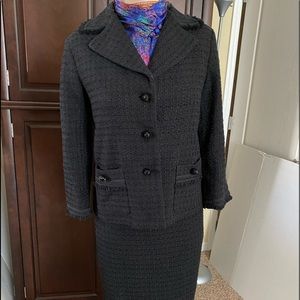 Talbots Black Two-Piece Bouclé Skirt Suit